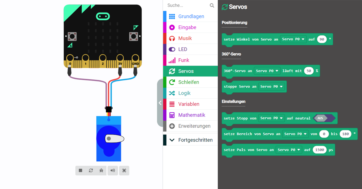 Screenshot des beschriebenen Programms in Makecode