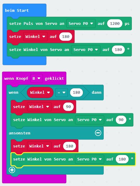 Die aktuelle Position wird in der Variable Winkel gespeichert.